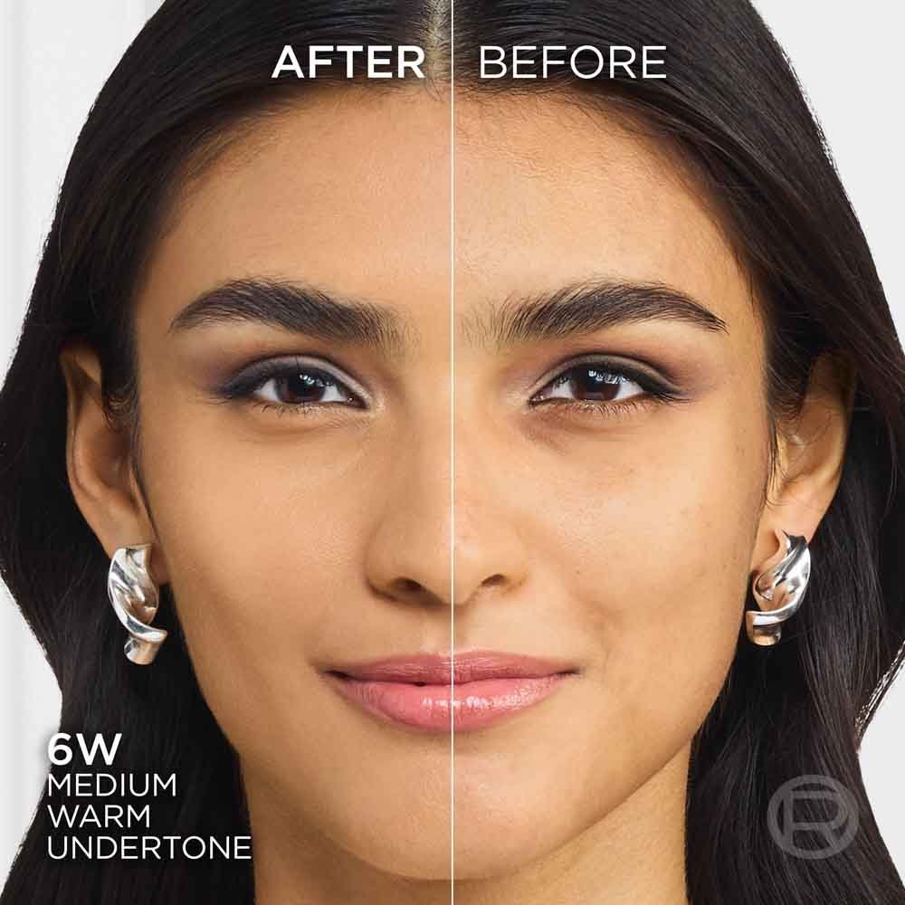 True Match liquid foundation 6W medium warm undertone - Before After